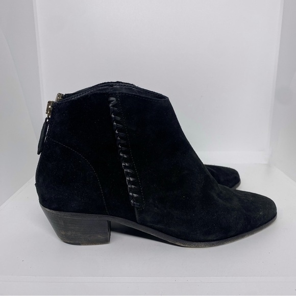 Frye Antonia Black Leather Suede Ankle Booties - Picture 1 of 5